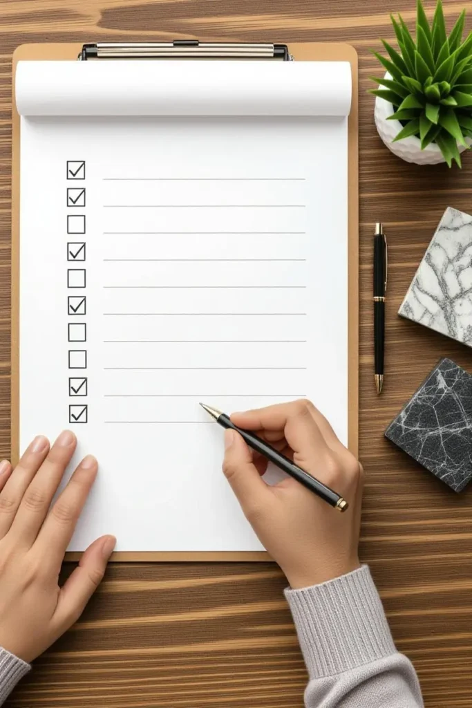 كتابة قائمة احتياجات تفصيلية ودقيقة قبل البدء بتصميم الحمام الفاخر
